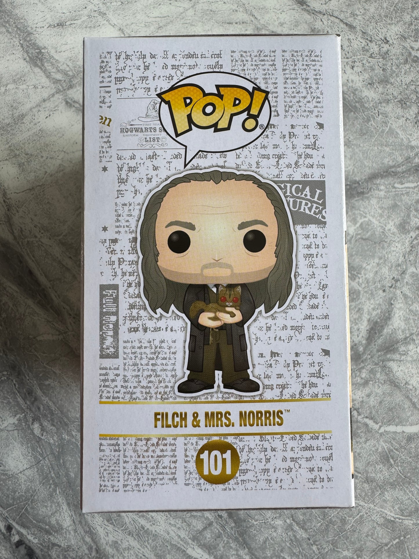 David Bradley Signed Harry Potter Filch & Mrs Norris Funko Pop - SWAU Authenticated