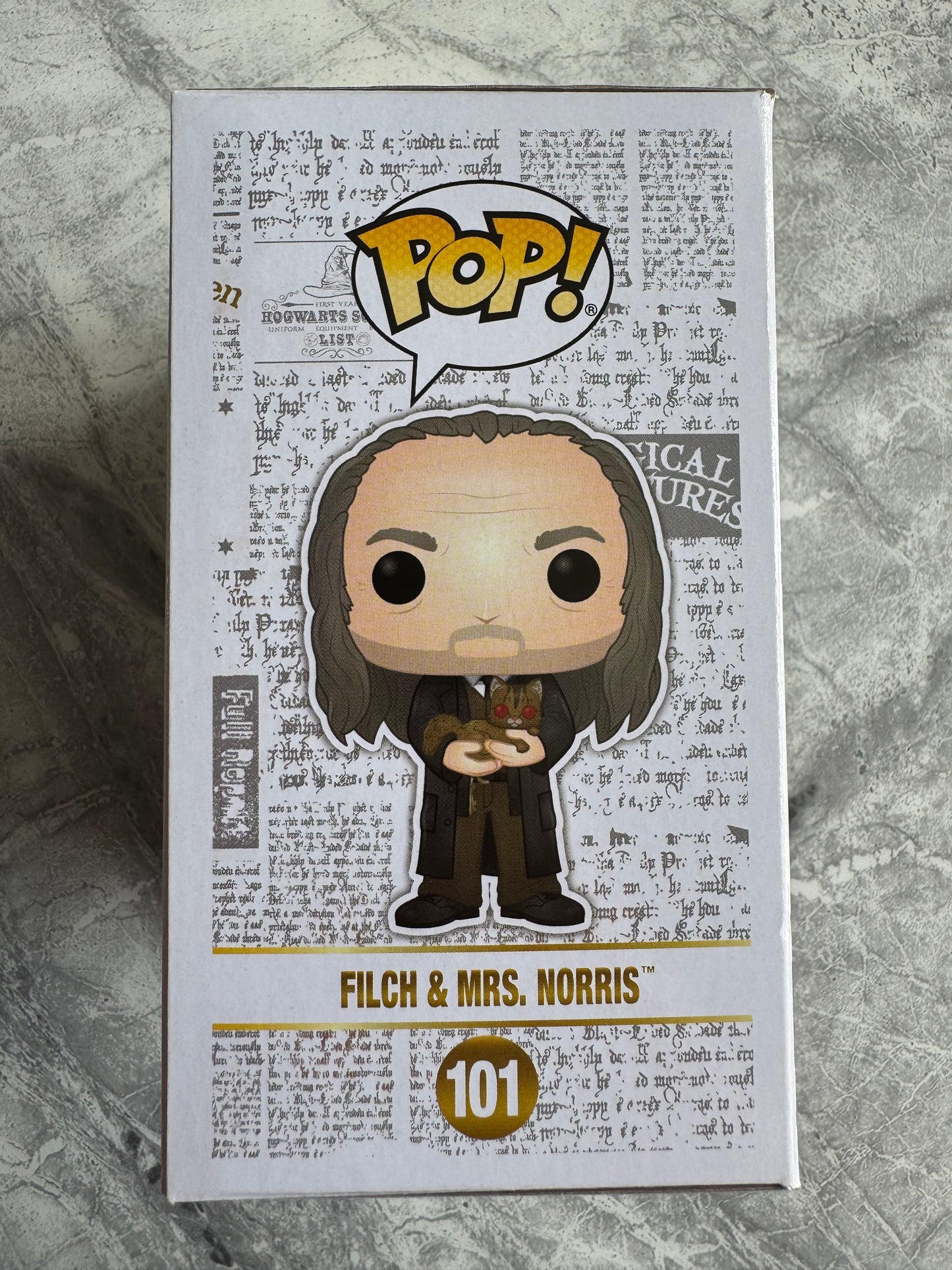 David Bradley Signed Harry Potter Filch & Mrs Norris Funko Pop - SWAU Authenticated