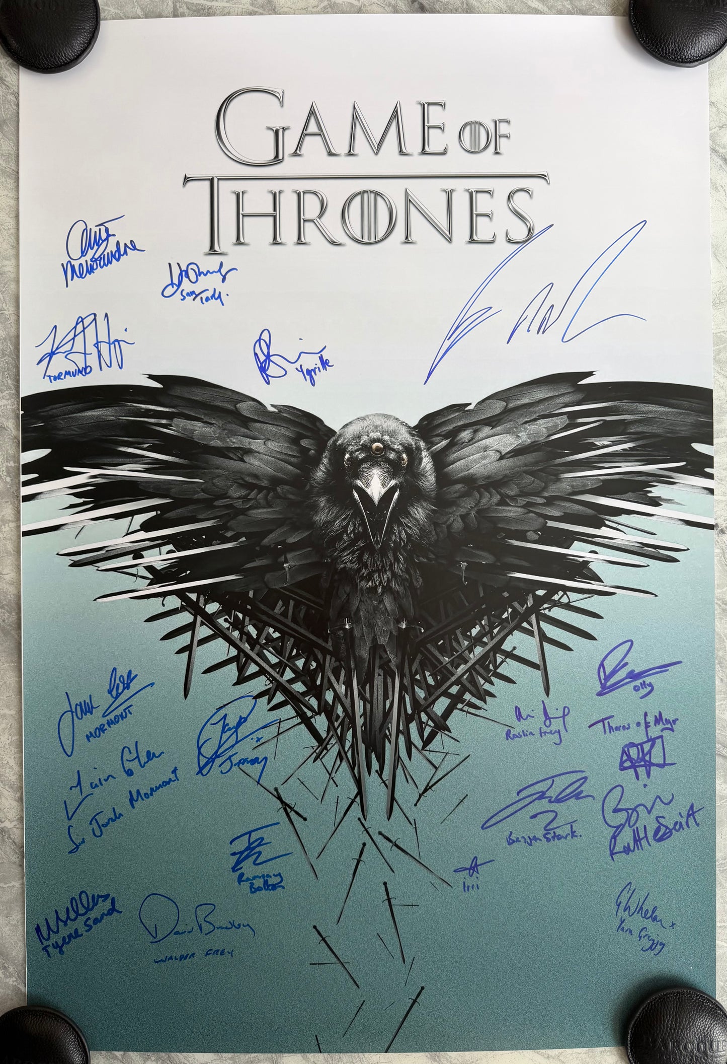 George RR Martin, Emilia Carke + 17 Cast Signed Game Of Thrones 24x36” Maxi Poster - SWAU Authenticated