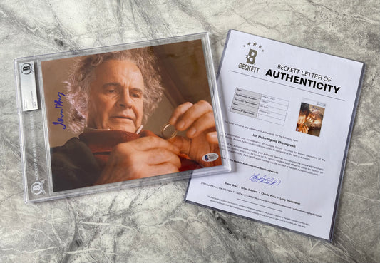 Sir Ian Holm Signed LOTR 8x10” Photo - Beckett Authenticated & Encapsulated