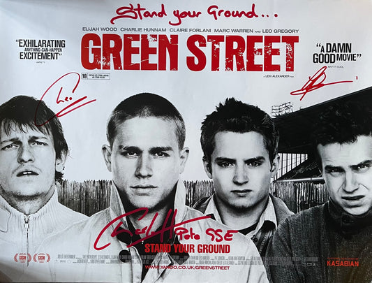 Charlie Hunnam, Geoff Bell & Leo Gregory Triple Signed Original Green Street Mini Quad Poster