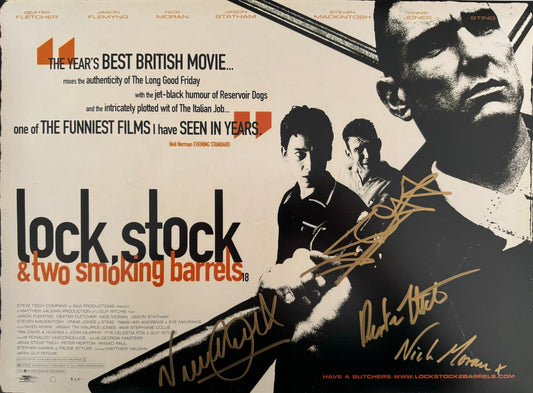 Multi Cast Signed Lock Stock A3 Poster (Gold)