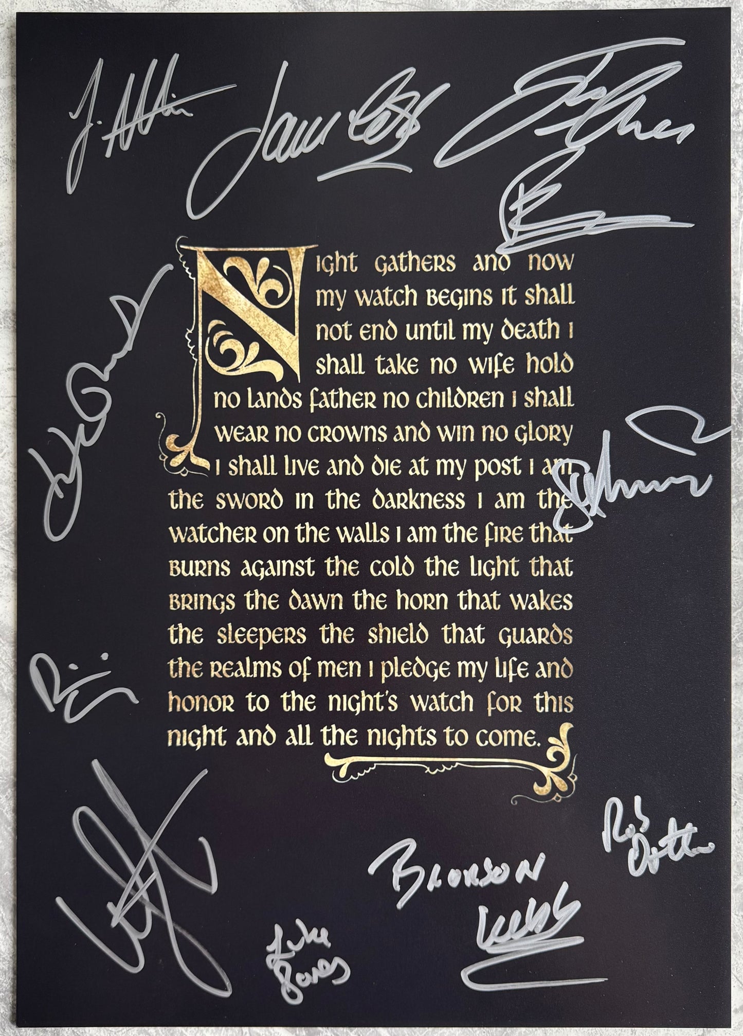 Nights Watch 11 Brothers Cast Signed Game Of Thrones A3 Poster