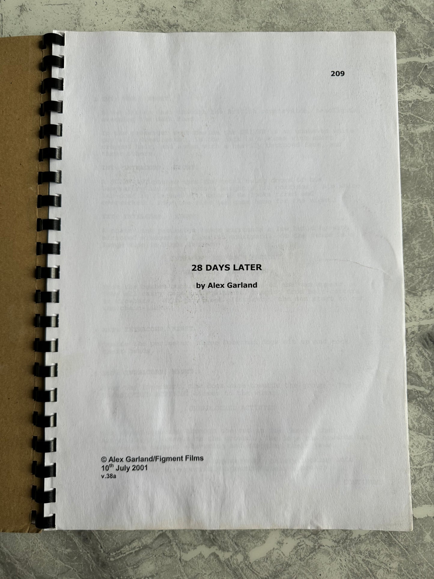 28 Days Later 2002 Original Film Script - Extremely Rare Item!