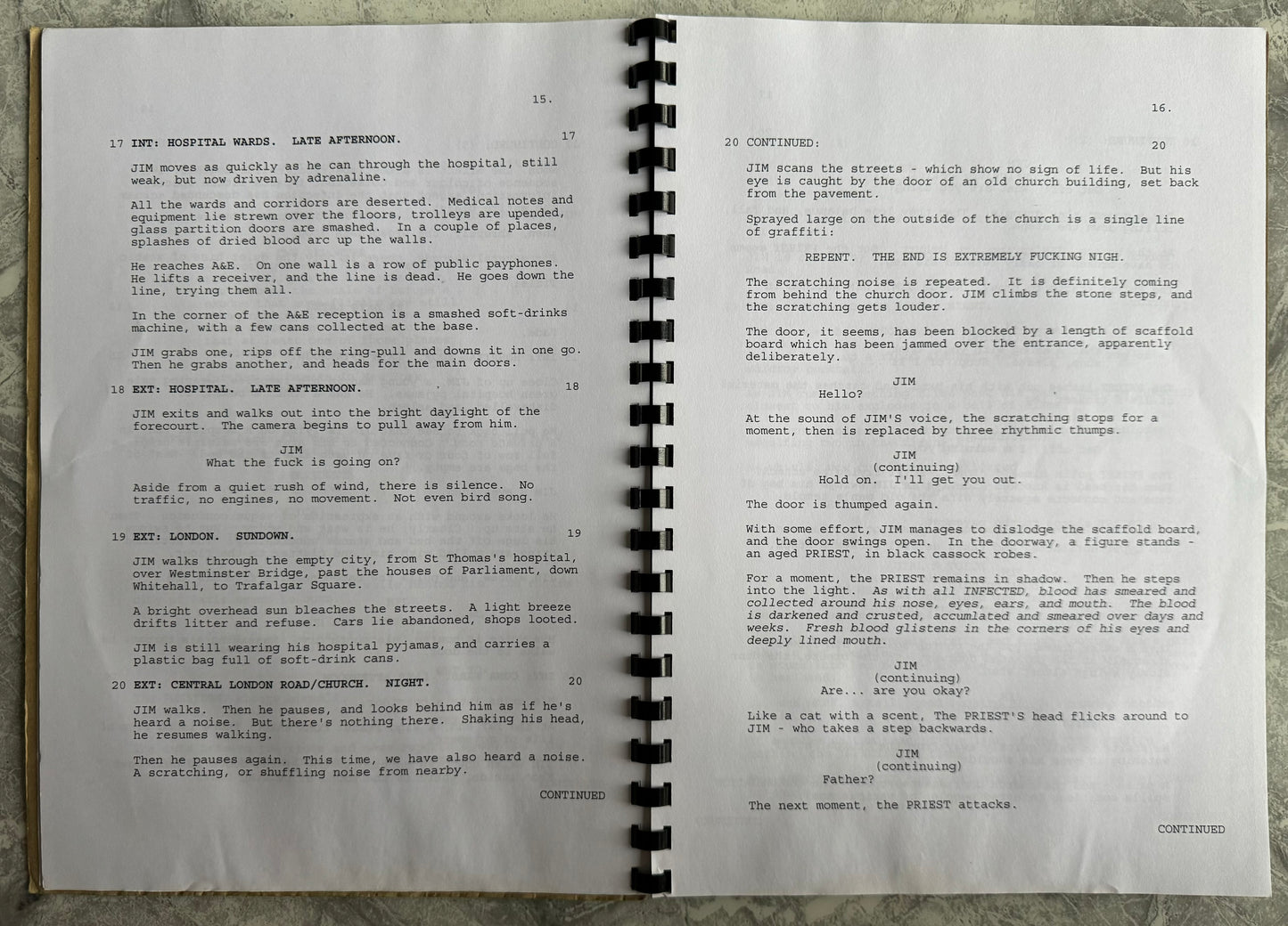 28 Days Later 2002 Original Film Script - Extremely Rare Item!
