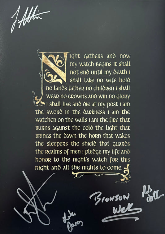 5 Cast Signed Game Of Thrones Nights Watch Oath A3 Poster