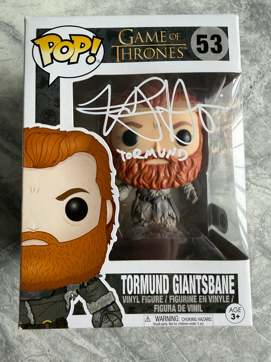 Kristofer Hivju Signed Game Of Thrones Tormund Funko Pop With Quote! - SWAU Authenticated