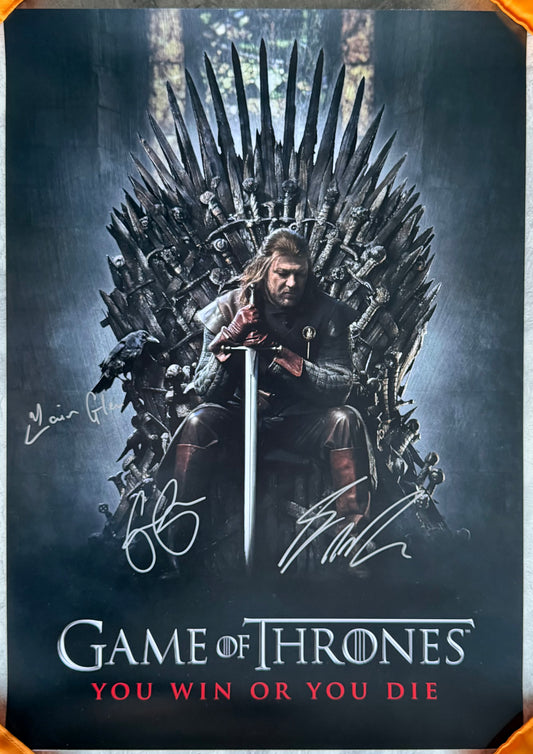 GRRM, Emilia Clarke & Iain Glen Multi Signed Game Of Thrones A2 Poster