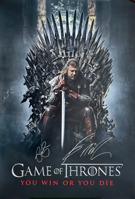 GRRM, Emilia Clarke & Iain Glen Multi Signed Game Of Thrones Maxi Poster
