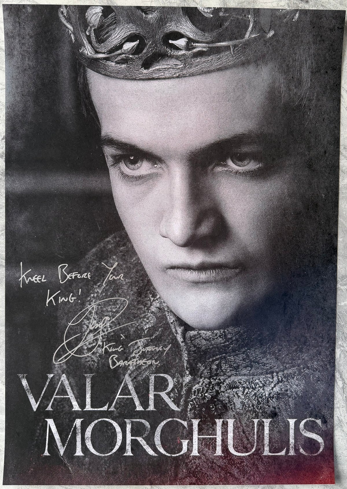 Jack Gleeson Signed Game Of Thrones A2 Promo Poster With Quote - SWAU Authenticated
