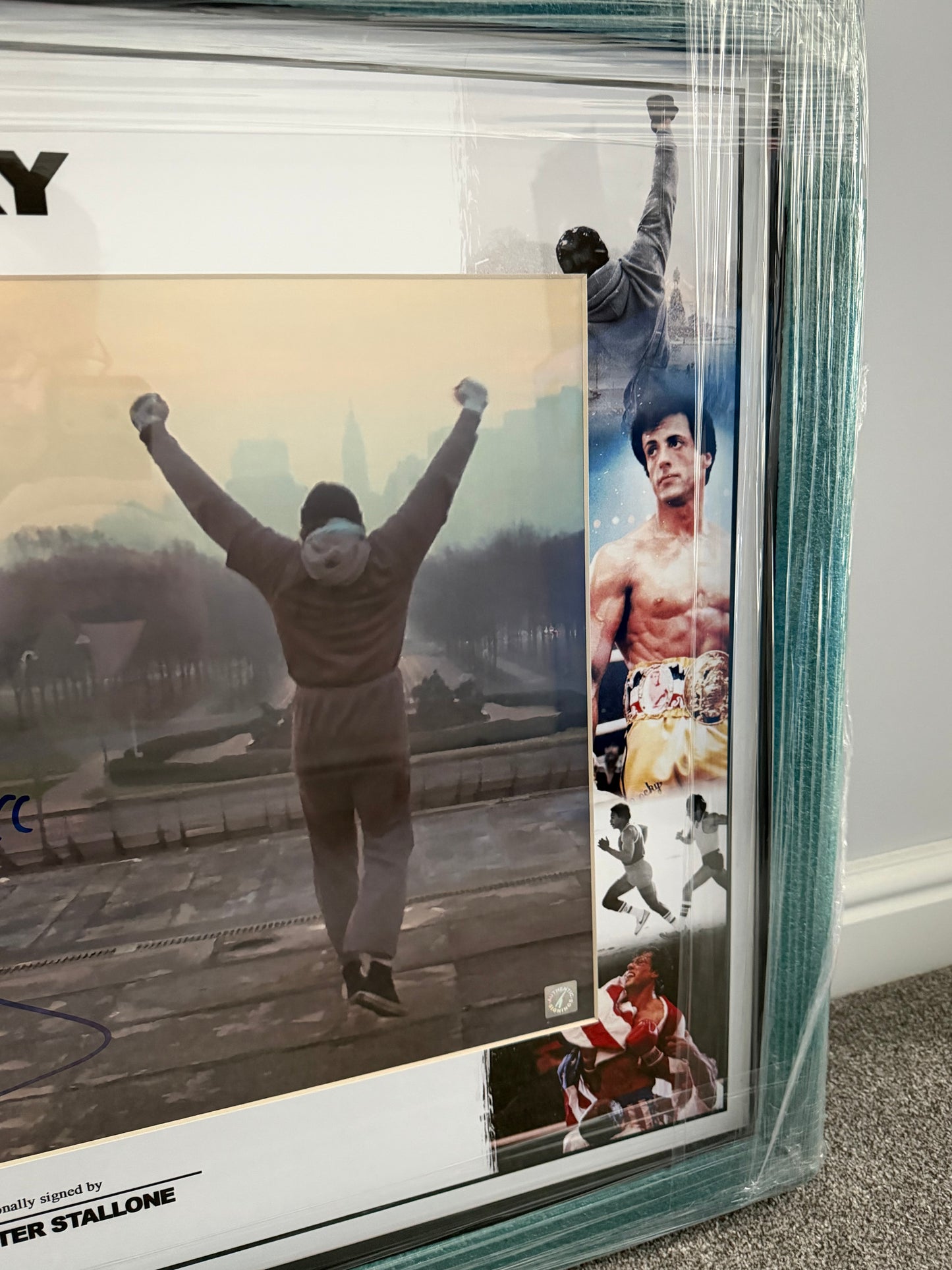 Sylvester Stallone Signed HUGE Rocky Framed Photo With Rare Rocky Inscription!