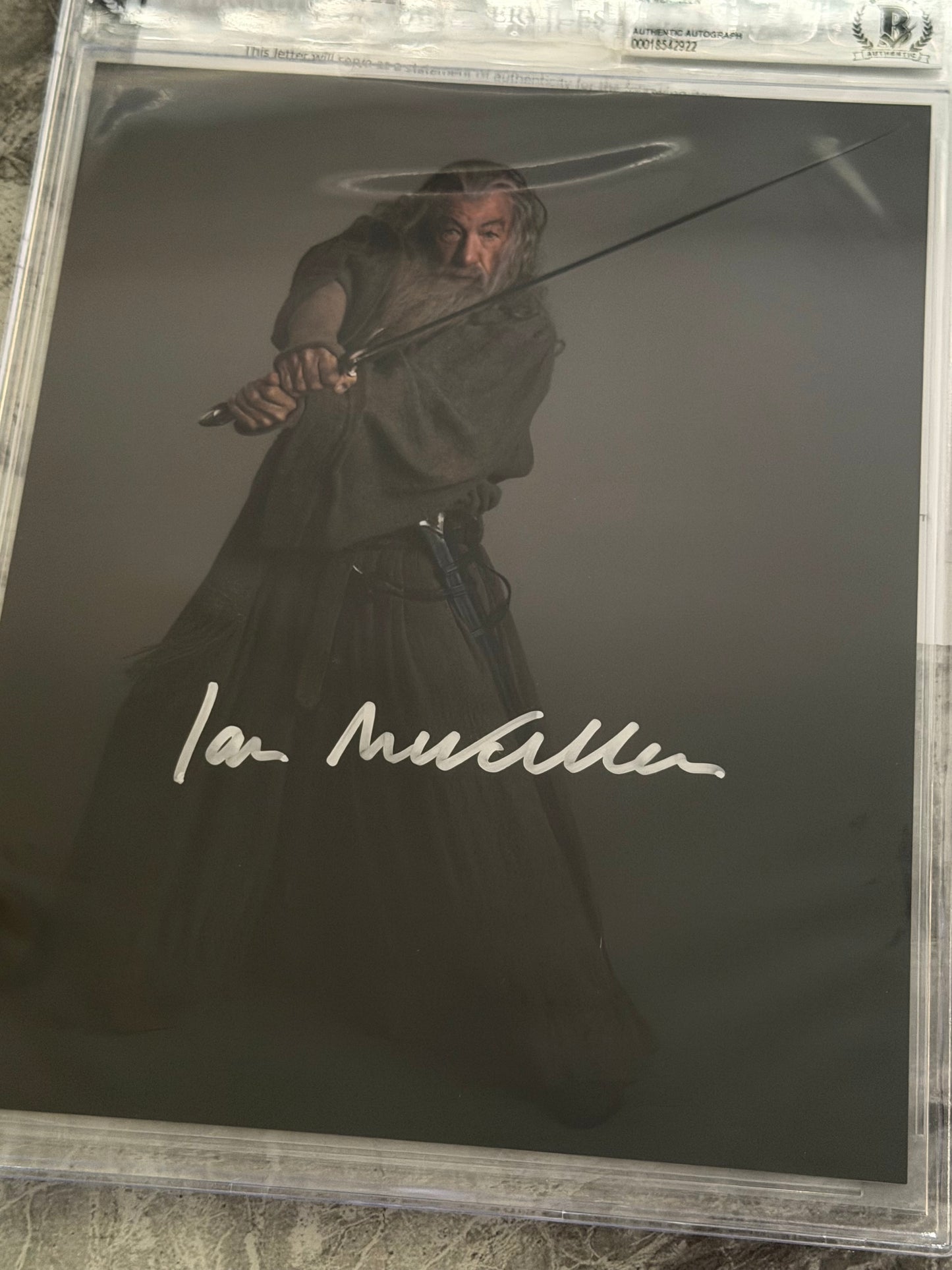 Sir Ian Mckellen Signed LOTR 8x10” Photo - Beckett Authenticated & Encapsulated