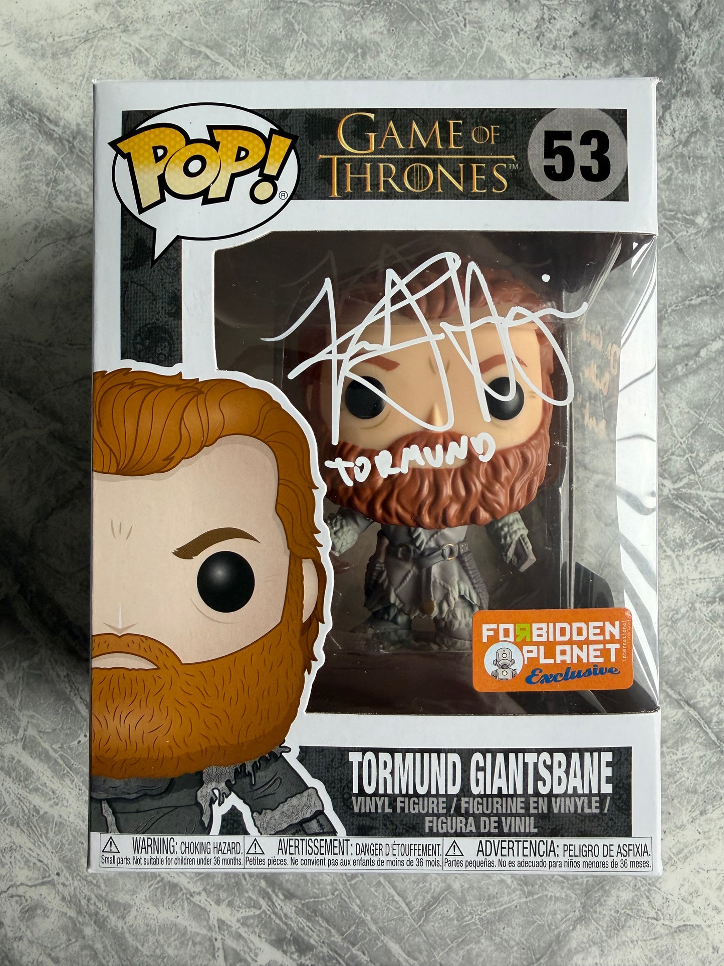 Kristofer Hivju Signed Game Of Thrones Tormund Funko Pop With Quote! - SWAU Authenticated (Slight Damage As Shown In Last Photo)