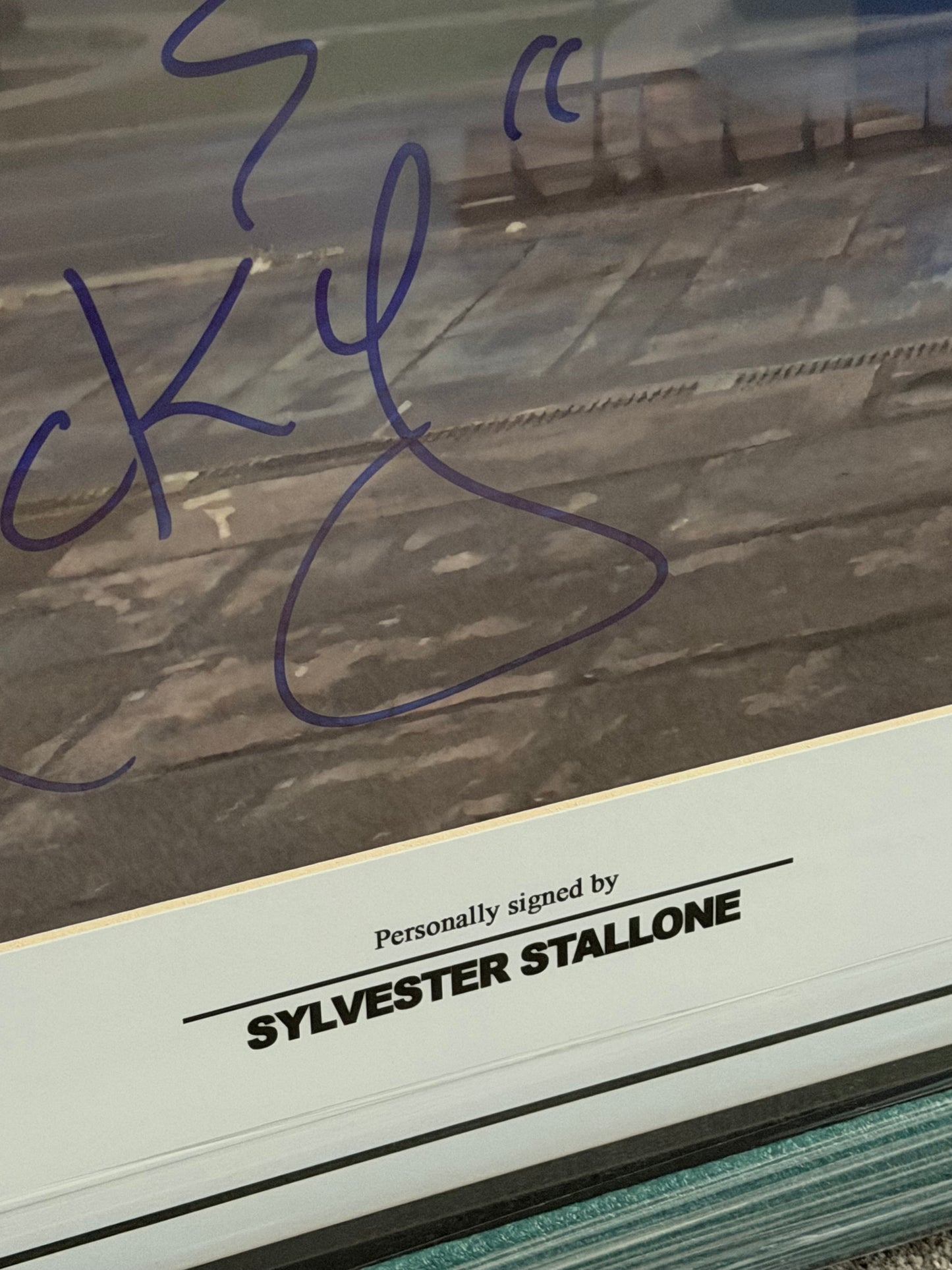 Sylvester Stallone Signed HUGE Rocky Framed Photo With Rare Rocky Inscription!