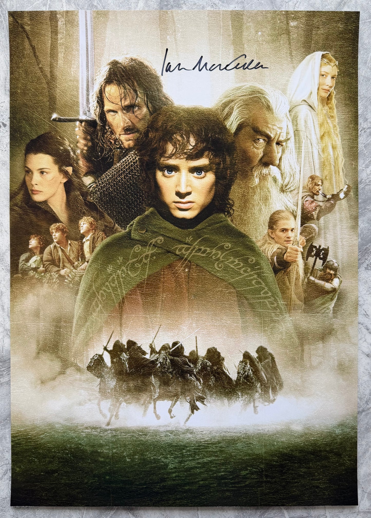 Sir Ian McKellen Signed The Fellowship Of The Ring A2 Poster - Beckett Witnessed Authentication