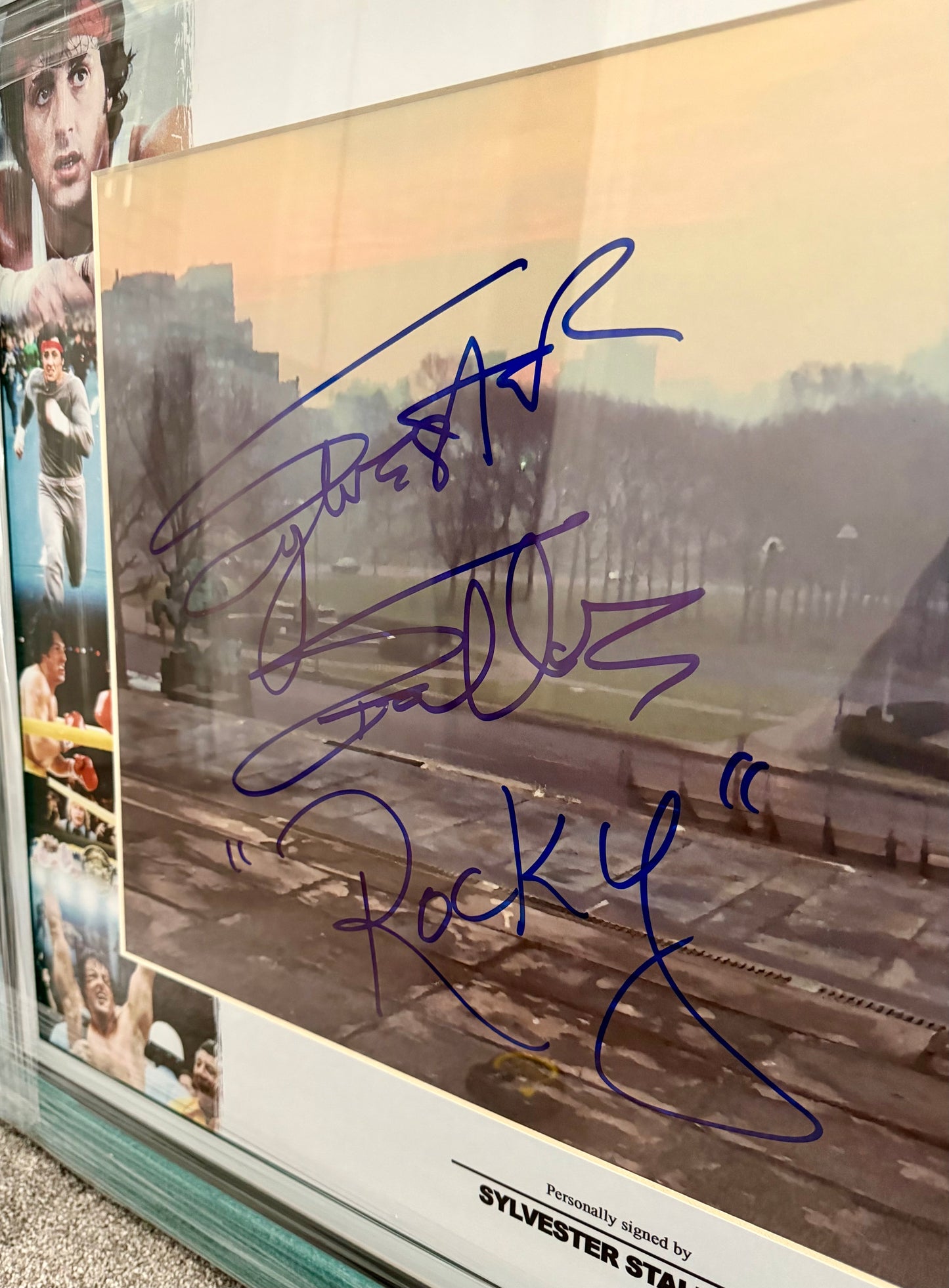 Sylvester Stallone Signed HUGE Rocky Framed Photo With Rare Rocky Inscription!