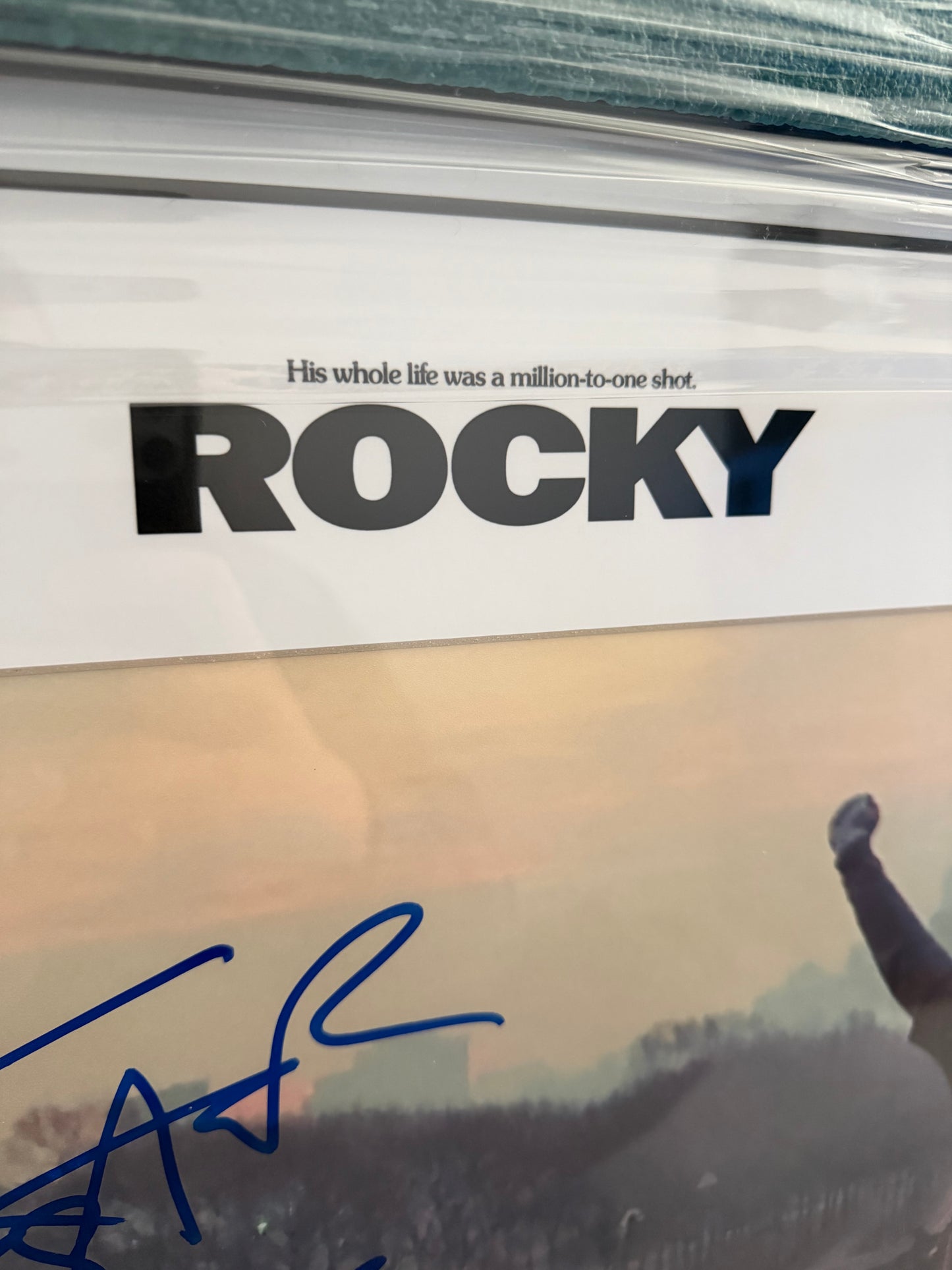 Sylvester Stallone Signed HUGE Rocky Framed Photo With Rare Rocky Inscription!