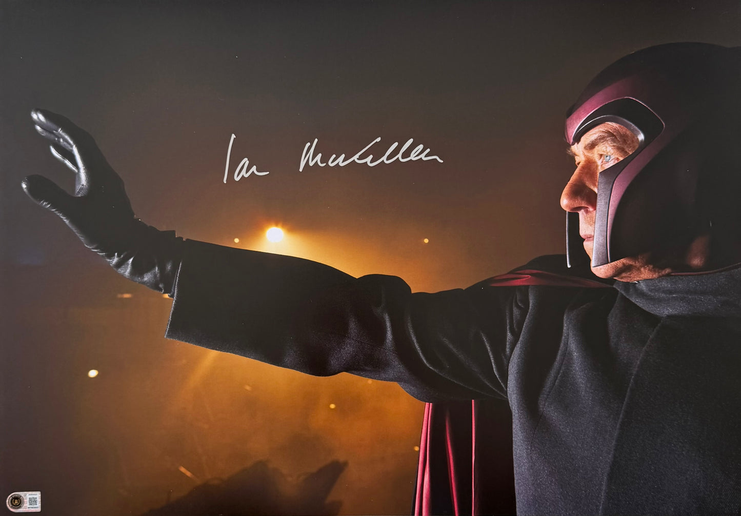 Sir Ian McKellen Signed X-Men: Magneto A2 Photo - Beckett Witnessed Authentication