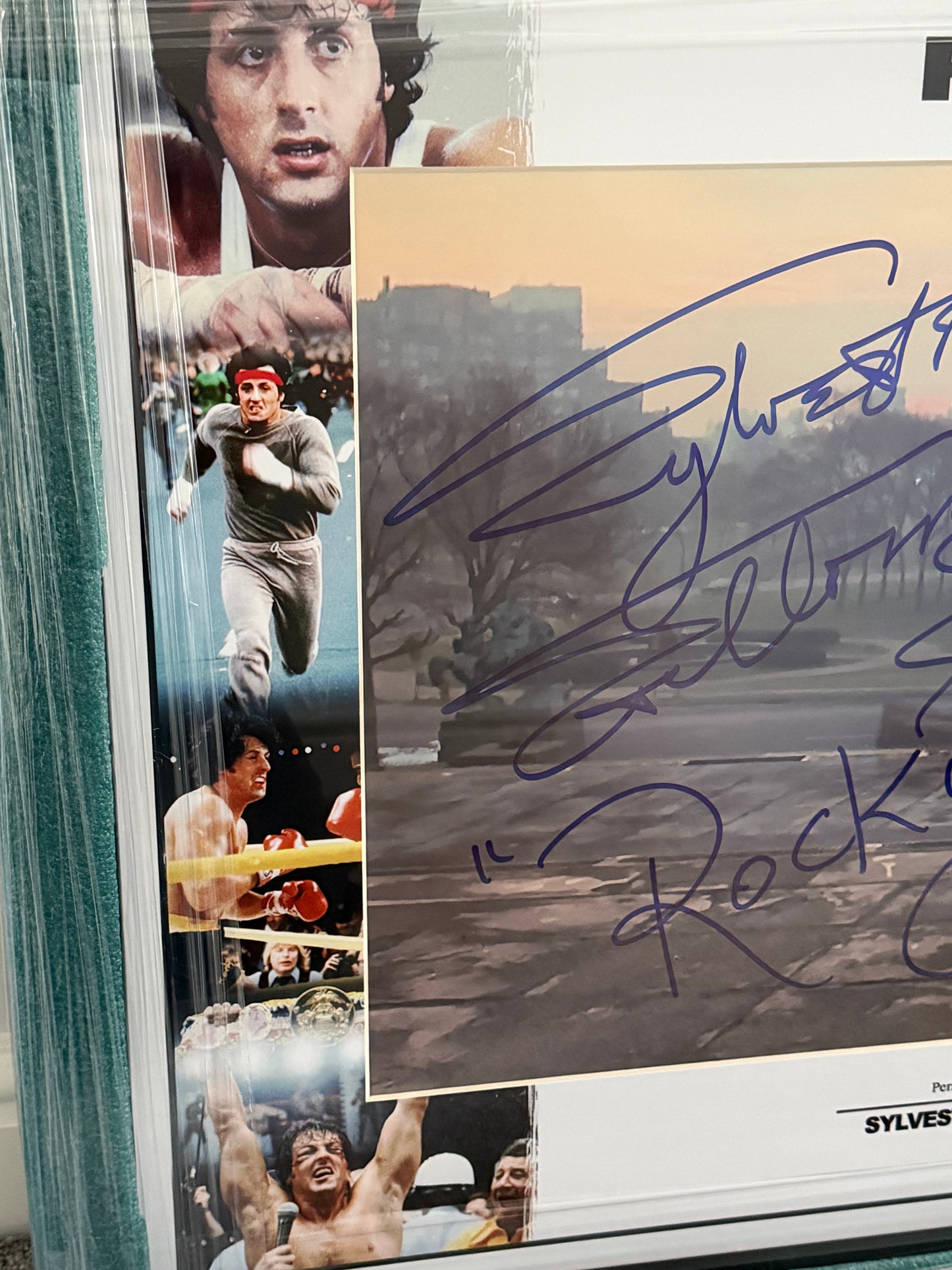 Sylvester Stallone Signed HUGE Rocky Framed Photo With Rare Rocky Inscription!