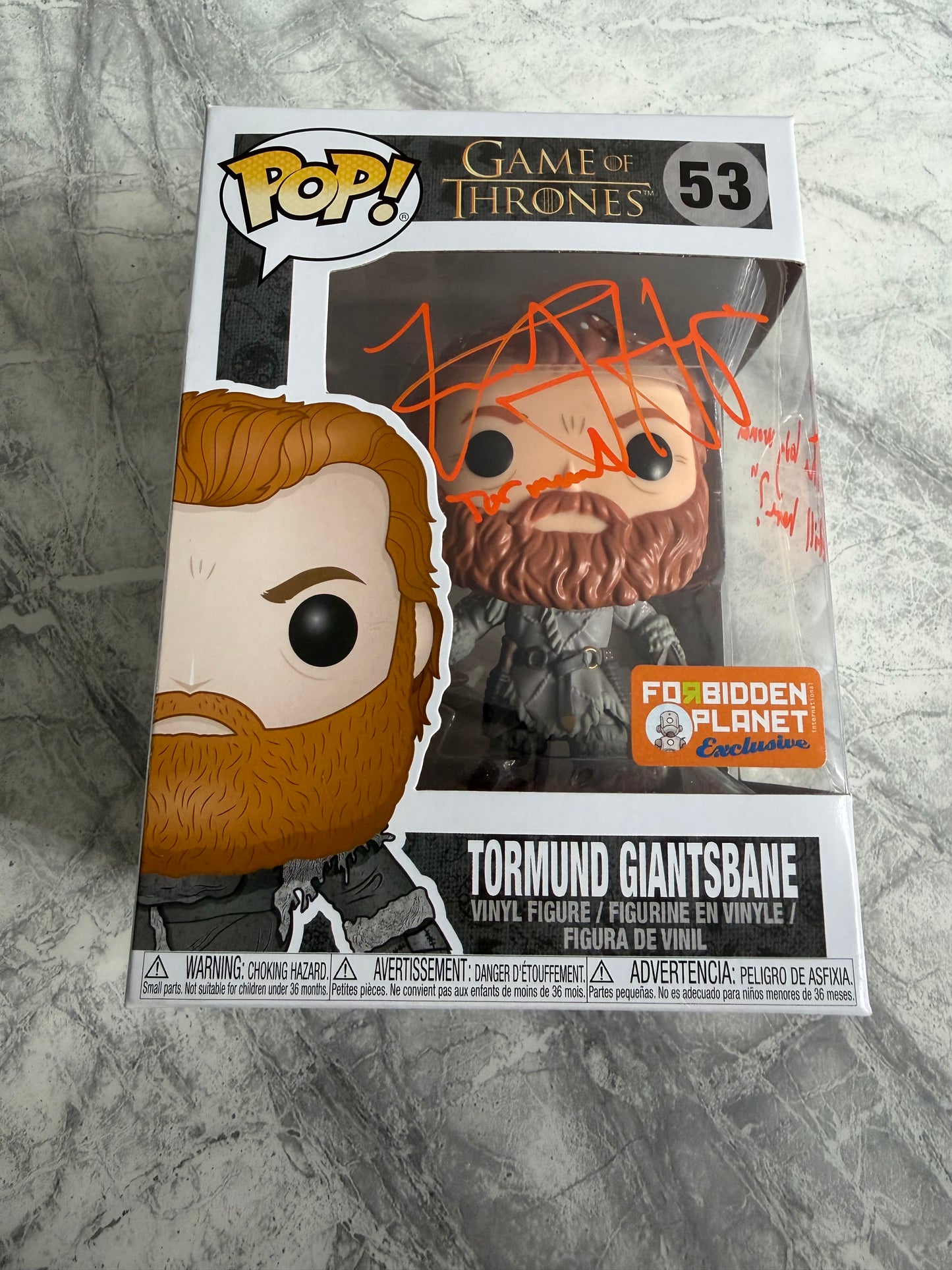 Kristofer Hivju Signed Game Of Thrones Tormund Funko Pop With Quote! - SWAU Authenticated