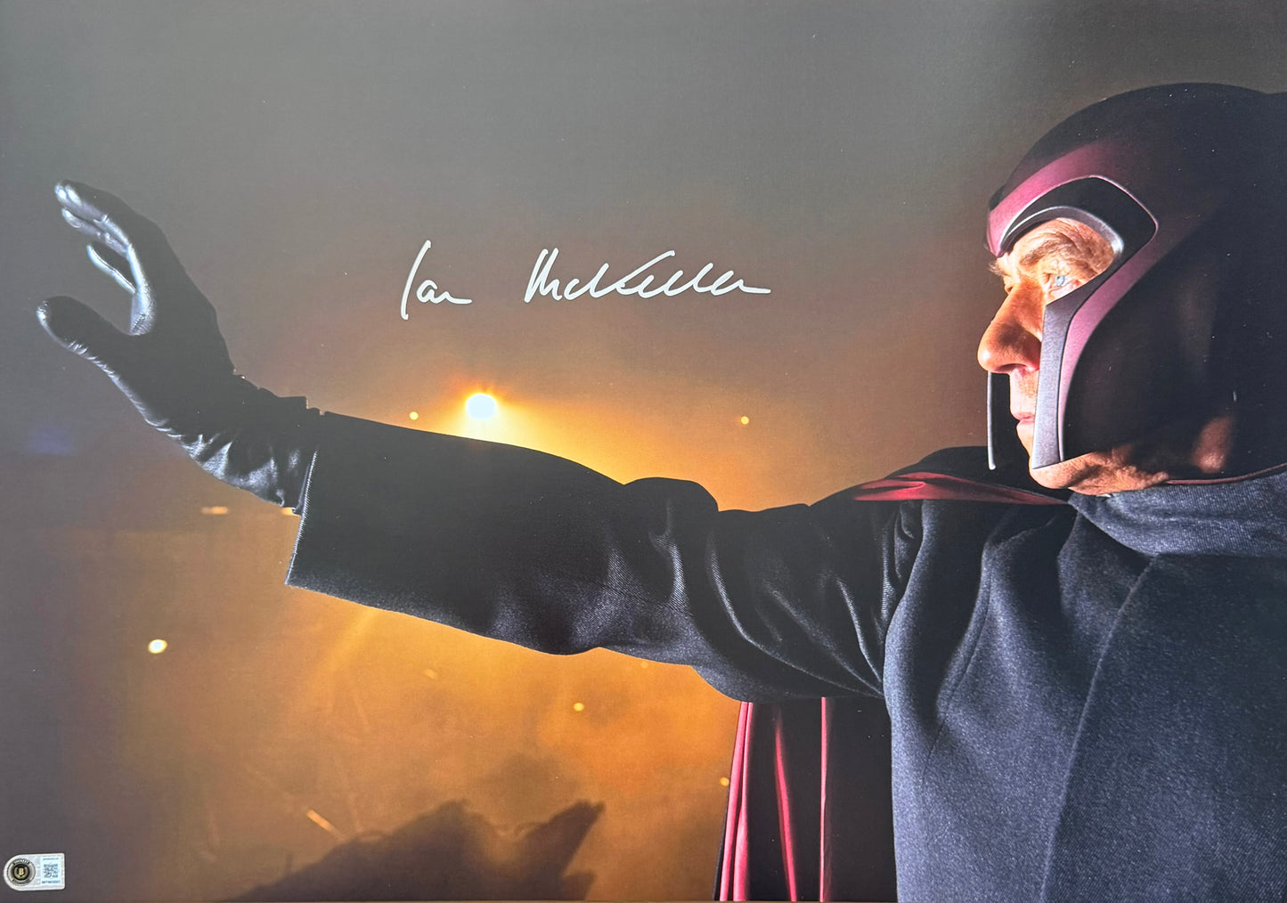 Sir Ian McKellen Signed X-Men: Magneto A2 Photo - Beckett Witnessed Authentication