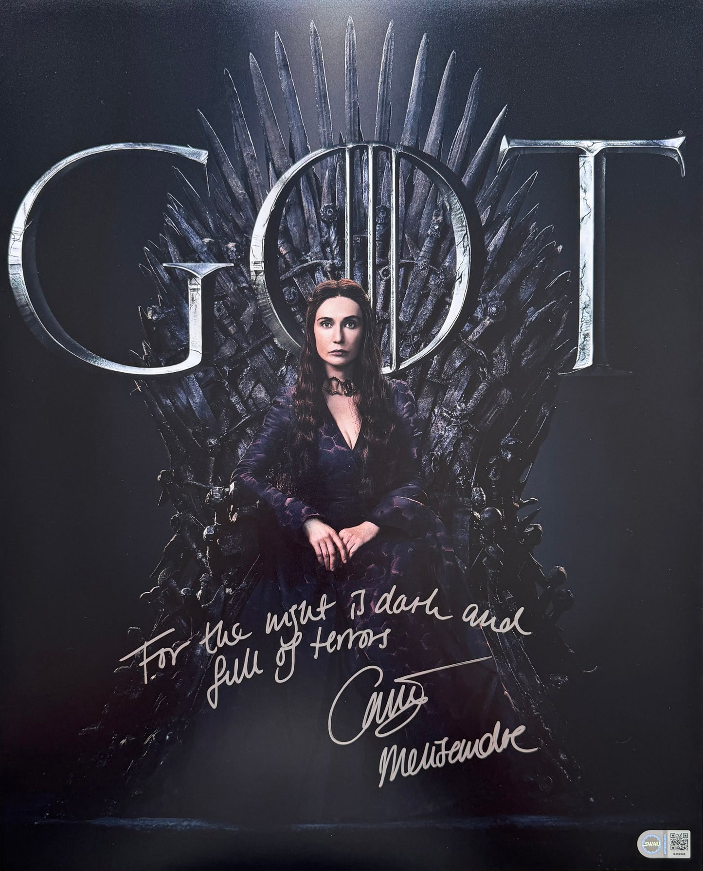 Carice Van Houten Signed Game Of Thrones 16x20” Photo - SWAU Authenticated