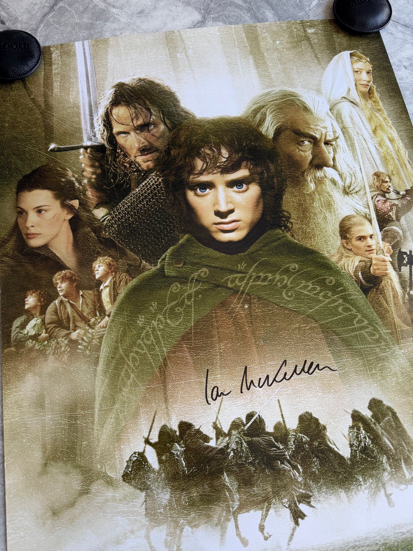 Sir Ian McKellen Signed The Fellowship Of The Ring 24x36” Maxi Poster - Beckett Witnessed Authentication