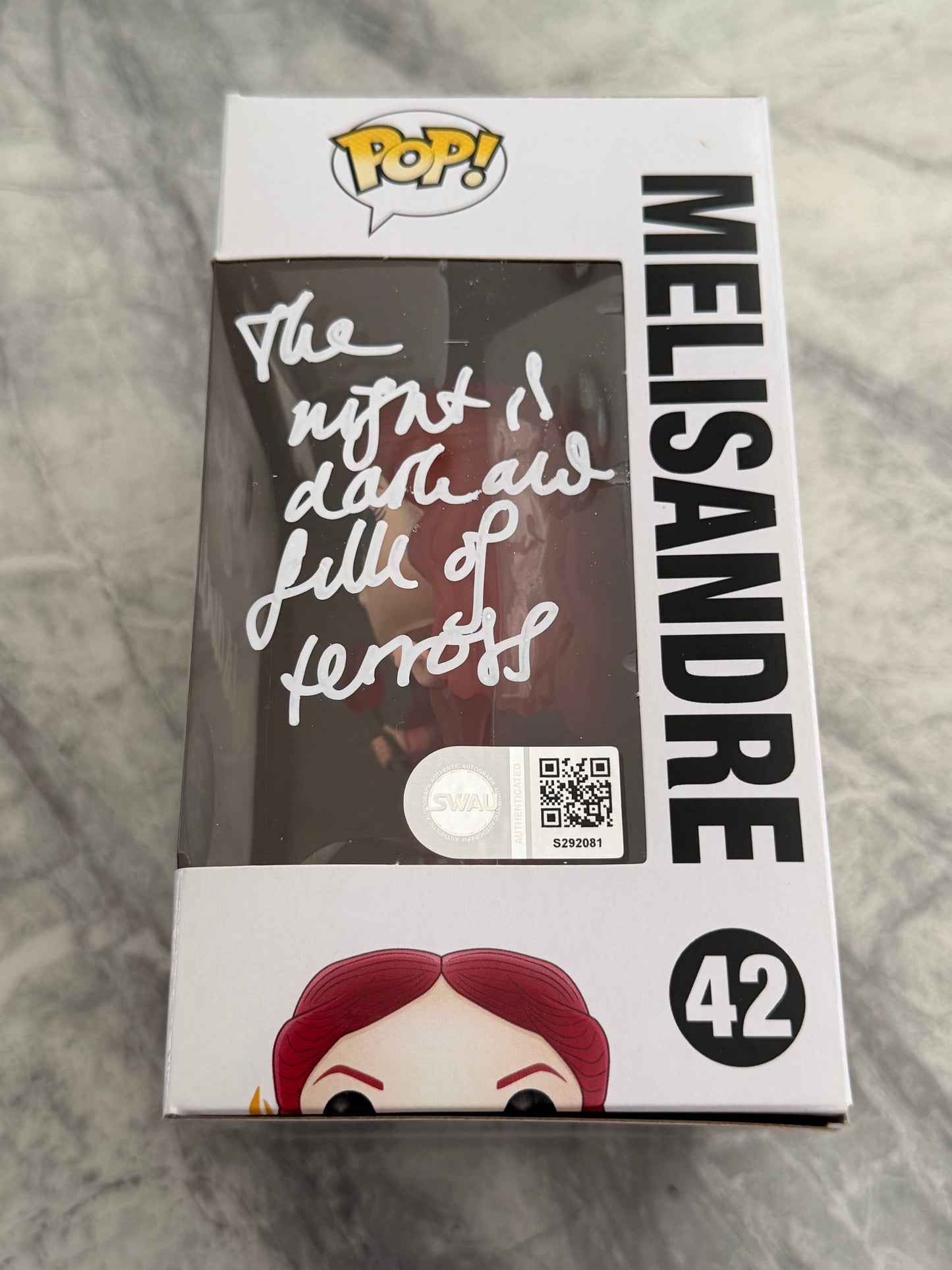 Carice Van Houten Signed Game Of Thrones Melisandre Funko Pop With Quote - SWAU Authenticated