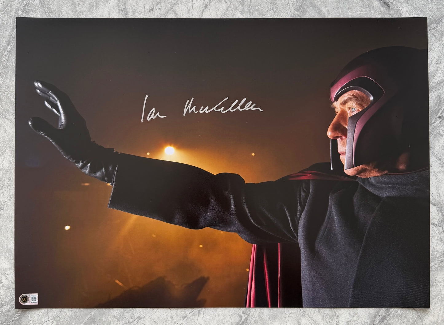 Sir Ian McKellen Signed X-Men: Magneto A2 Photo - Beckett Witnessed Authentication