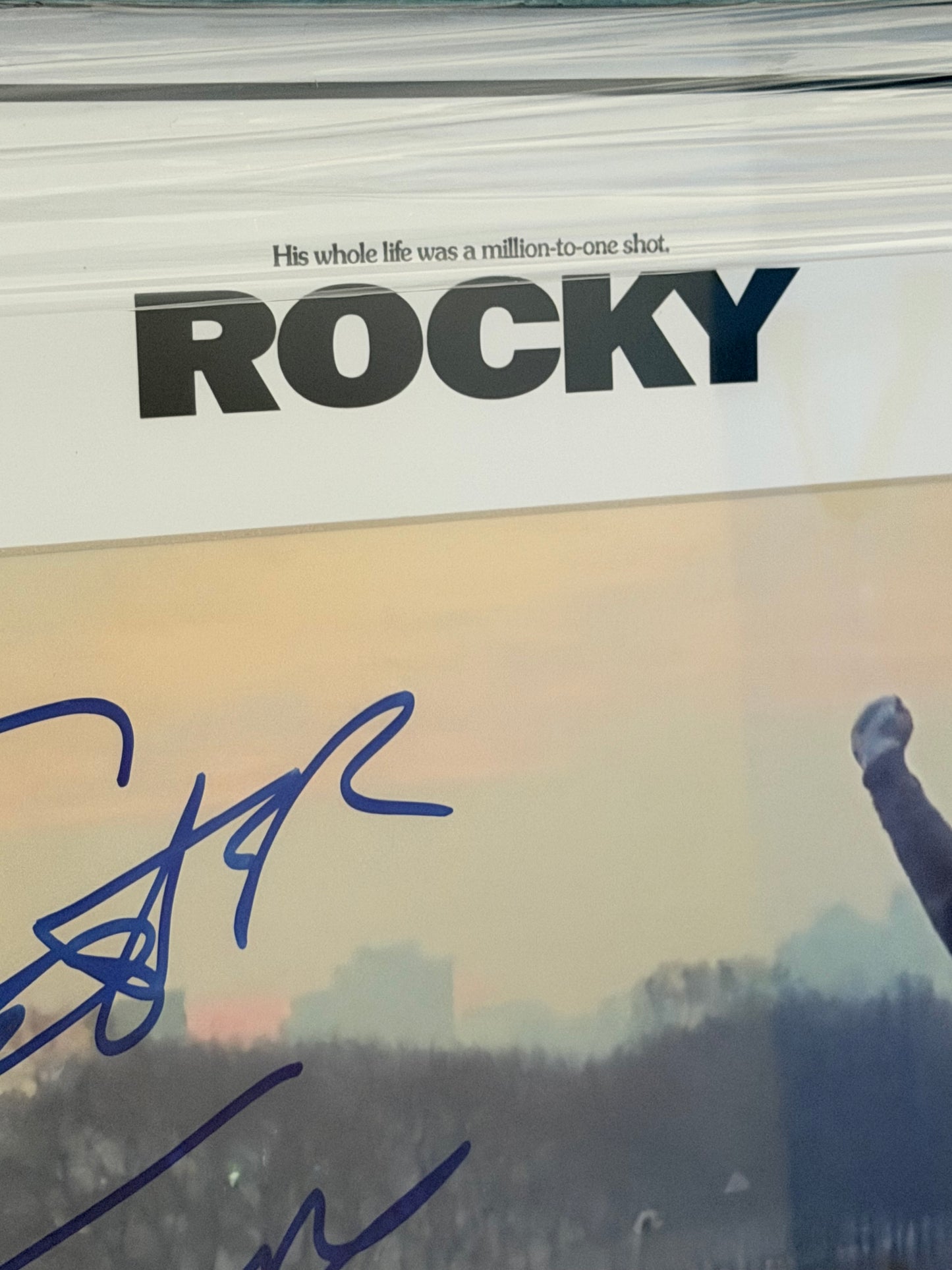 Sylvester Stallone Signed HUGE Rocky Framed Photo With Rare Rocky Inscription!