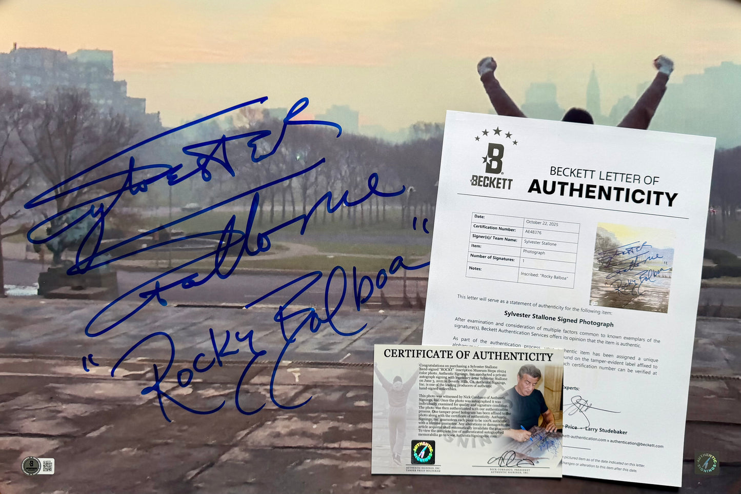 Sylvester Stallone Signed Rocky 16x24” Photo With Rare Rocky Balboa Inscription - Full Beckett Letter Of Authenticity