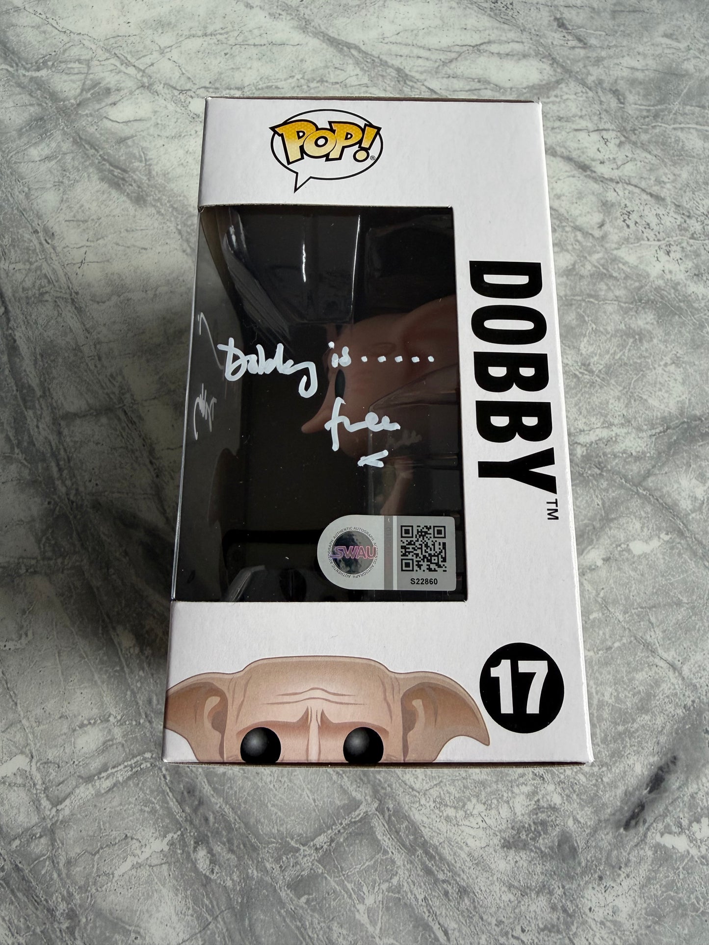 Toby Jones Signed Harry Potter Dobby Funko Pop With Rare Quote - SWAU Authenticated