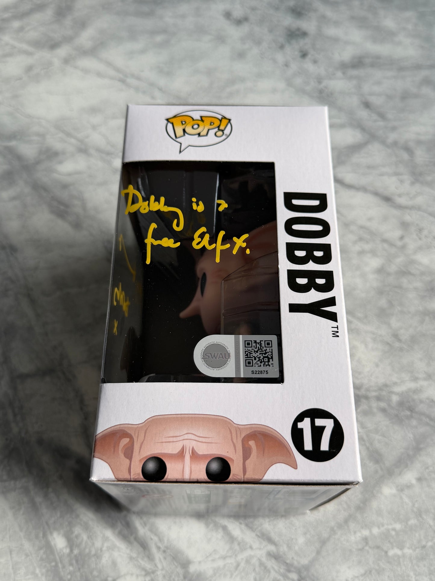 Toby Jones Signed Harry Potter Dobby Funko Pop With Rare Quote - SWAU Authenticated