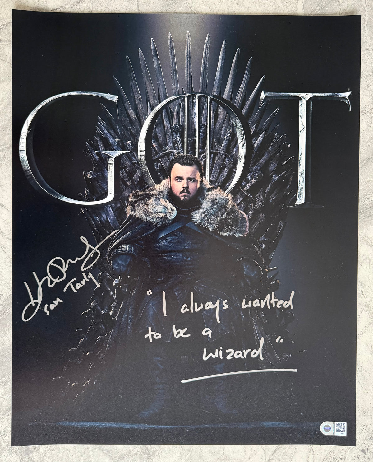 John Bradley Signed Game Of Thrones 16x20” Photo With Quote - SWAU Authenticated