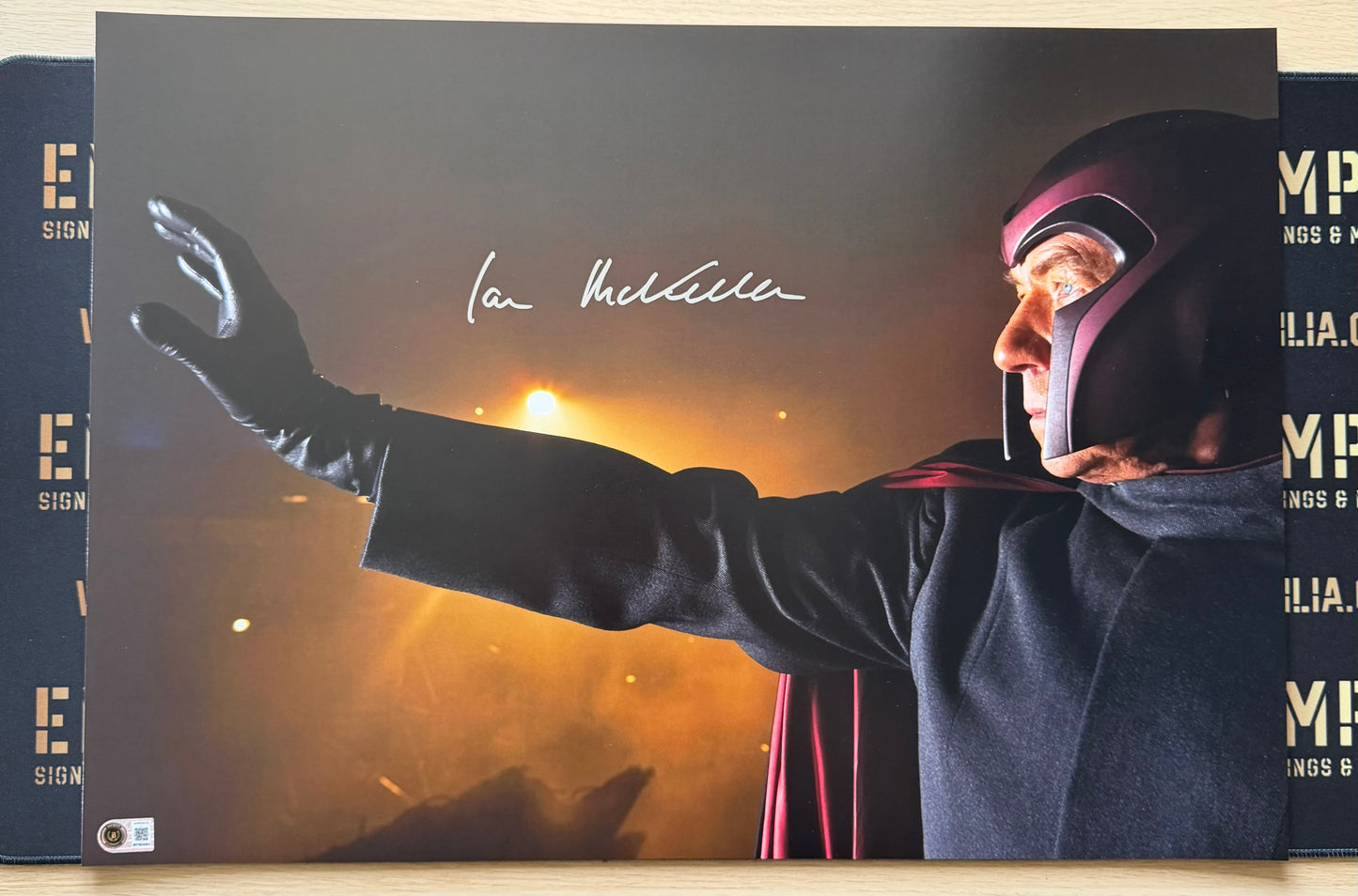 Sir Ian McKellen Signed X-Men: Magneto A2 Photo - Beckett Witnessed Authentication