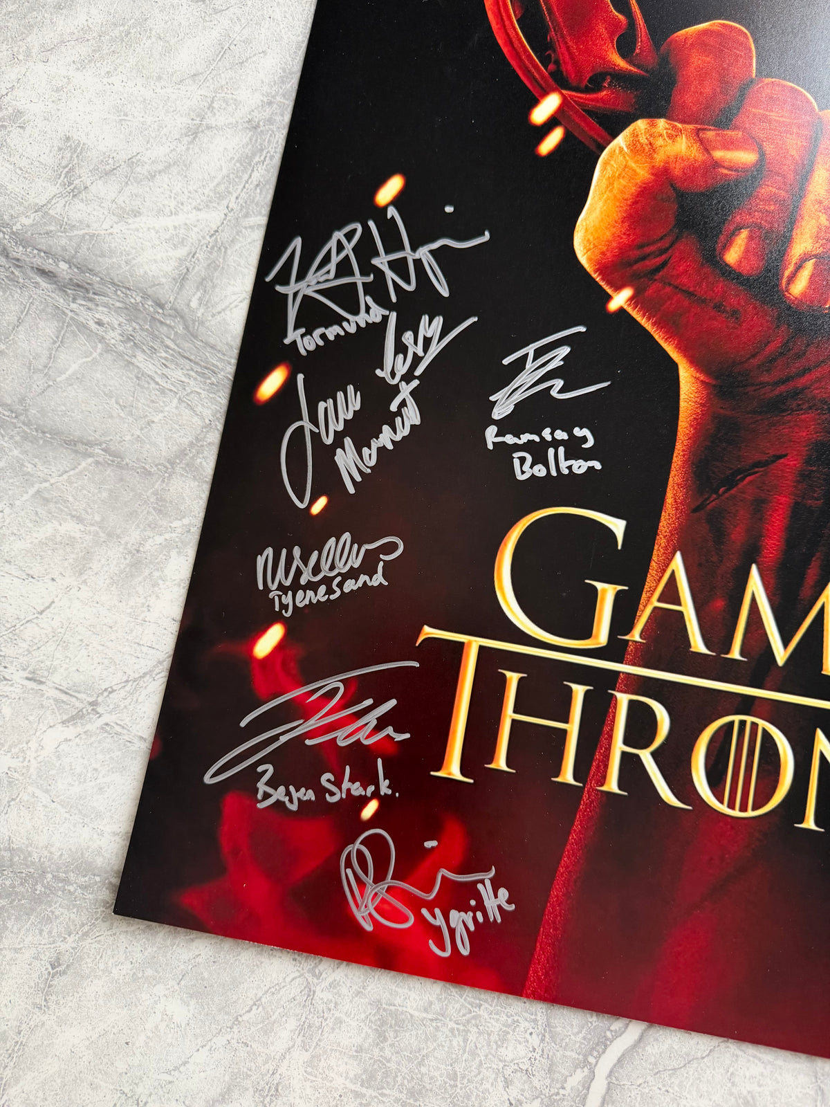 12 Cast Signed Game Of Thrones A2 Poster Project Starter Piece