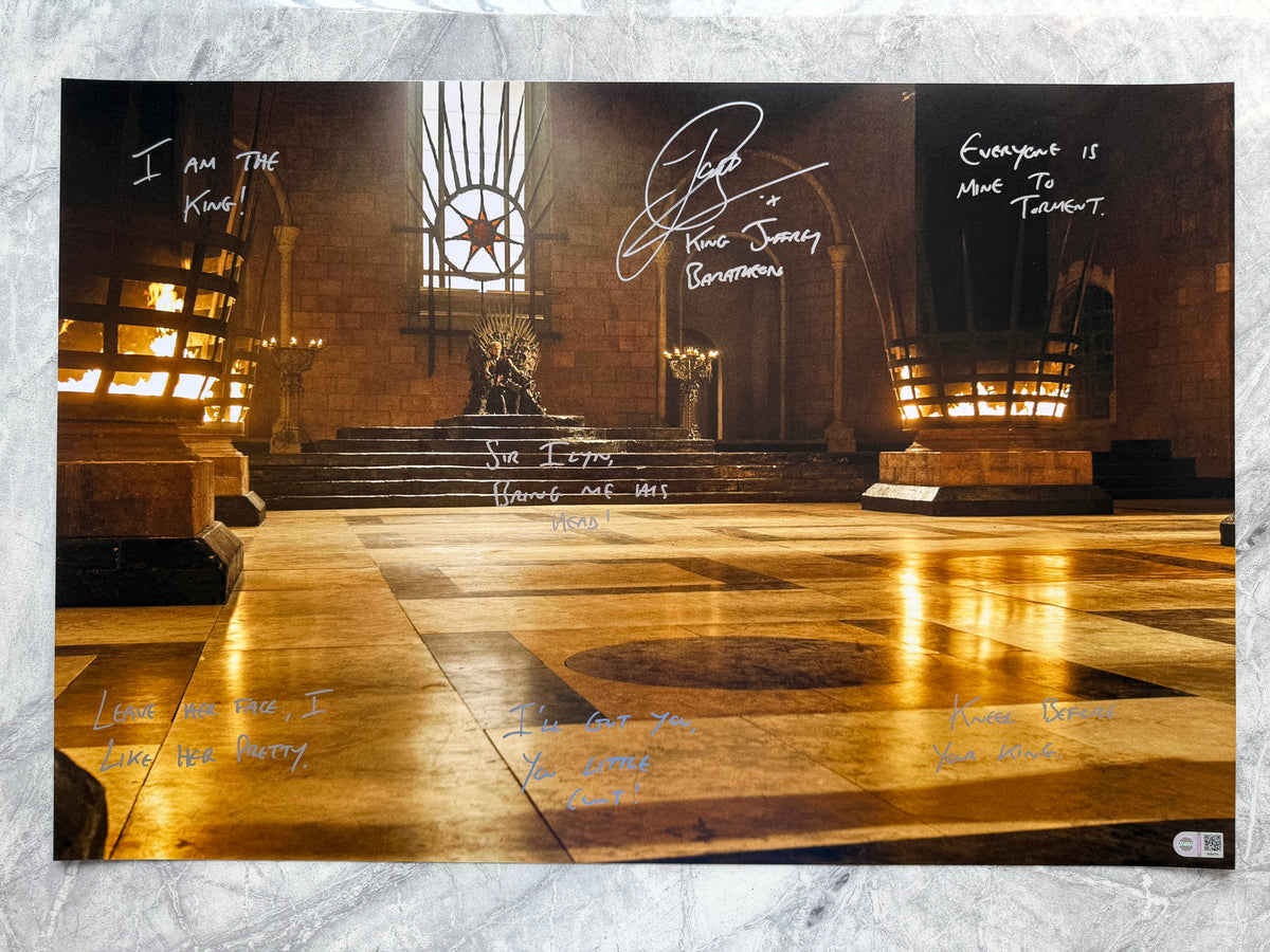 Jack Gleeson Signed Game Of Thrones 20x30” Photo With Multiple Popular Quote - SWAU Authenticated