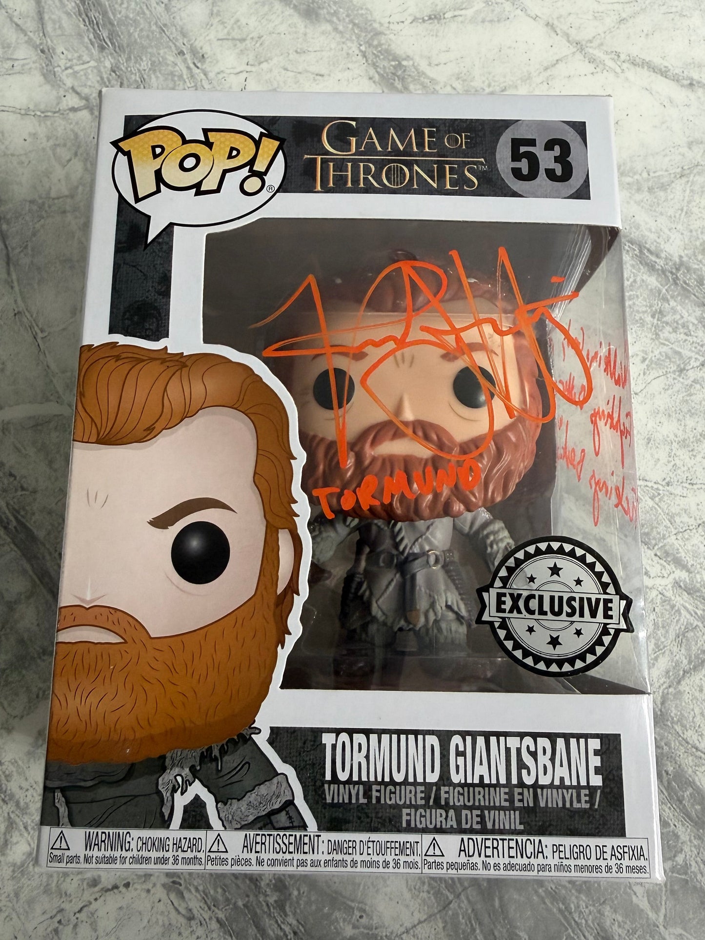 Kristofer Hivju Signed Game Of Thrones Tormund Funko Pop With Quote! - SWAU Authenticated