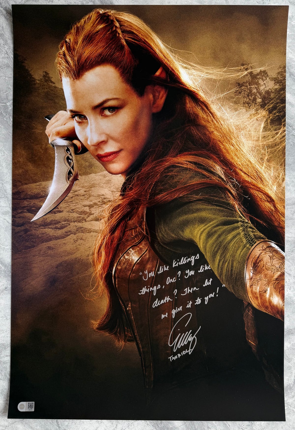 Evangeline Lily Signed The Hobbit 20x30” Photo - SWAU Authenticated