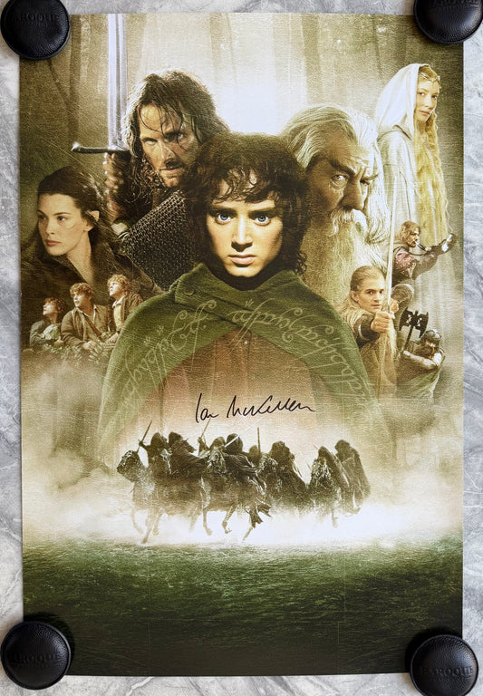 Sir Ian McKellen Signed The Fellowship Of The Ring 24x36” Maxi Poster - Beckett Witnessed Authentication