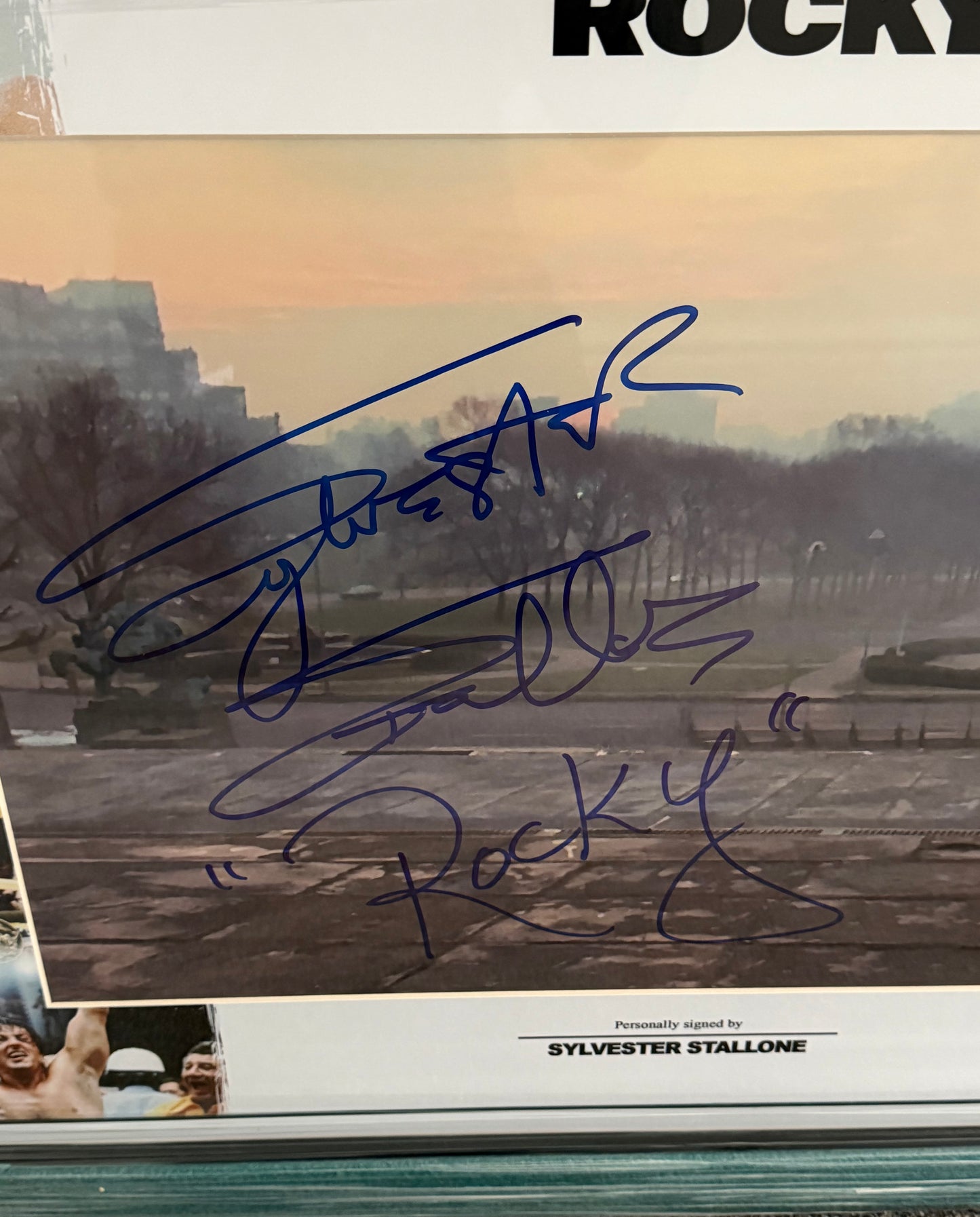 Sylvester Stallone Signed HUGE Rocky Framed Photo With Rare Rocky Inscription!