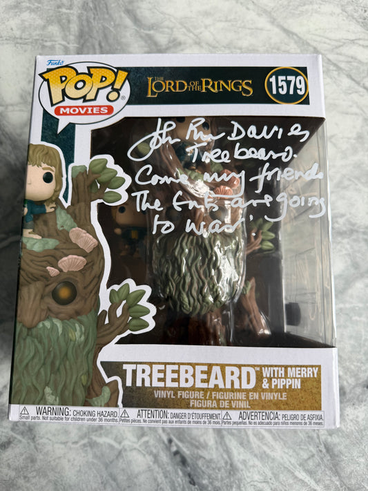 John Rhys-Davies, Billy Boyd & Dominic Monaghan Signed Treebeard 6” Funko With 6” Pop Armour - SWAU Authenticated