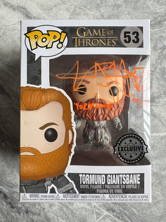 Kristofer Hivju Signed Game Of Thrones Tormund Funko Pop With Quote! - SWAU Authenticated
