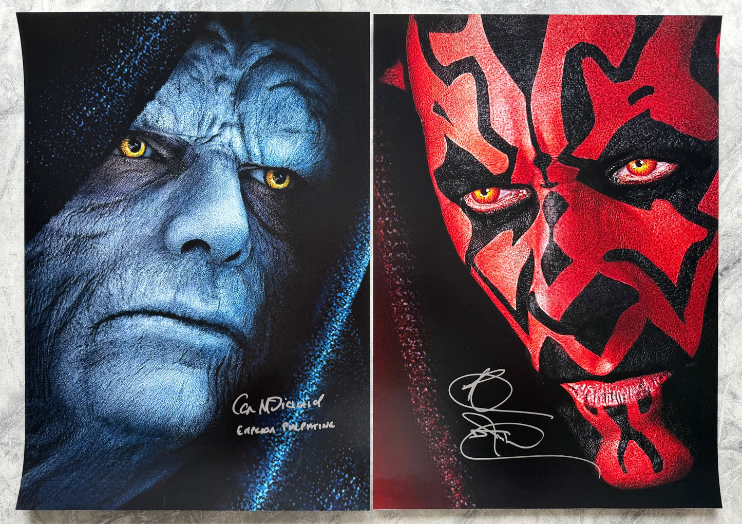 Ian McDiarmid & Ray Park Signed A2 Star Wars Posters - SWAU Authenticated