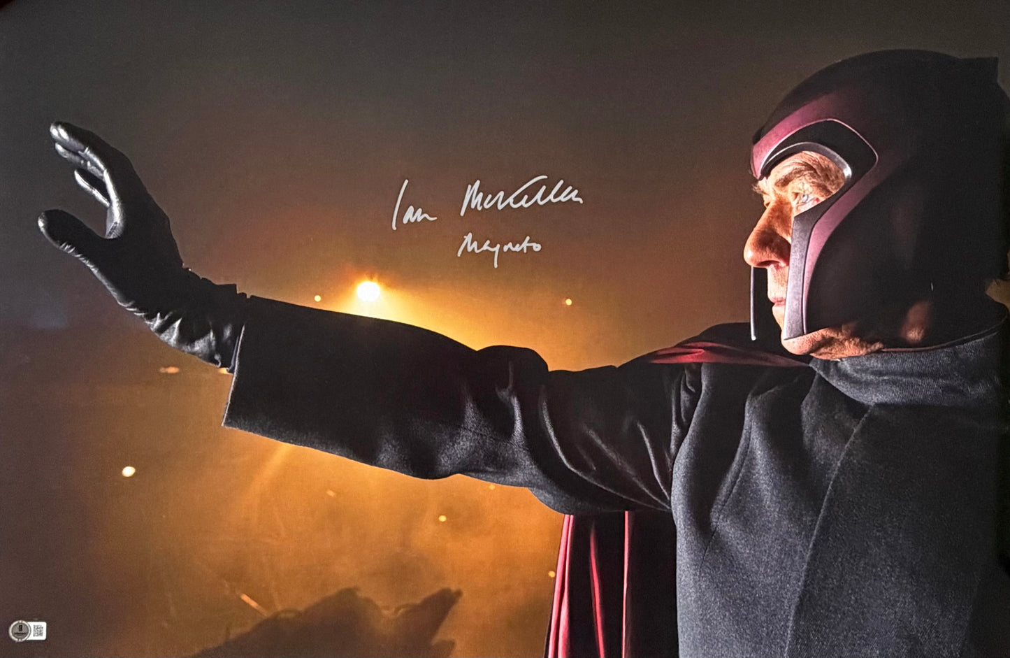 Sir Ian McKellen Signed X-Men 20x30” Photo With “Magneto” Charcater Name - Beckett Letter Of Authenticity