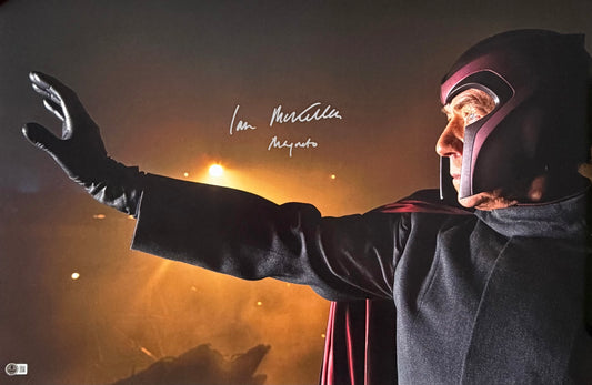 Sir Ian McKellen Signed X-Men 20x30” Photo With “Magneto” Charcater Name - Beckett Letter Of Authenticity