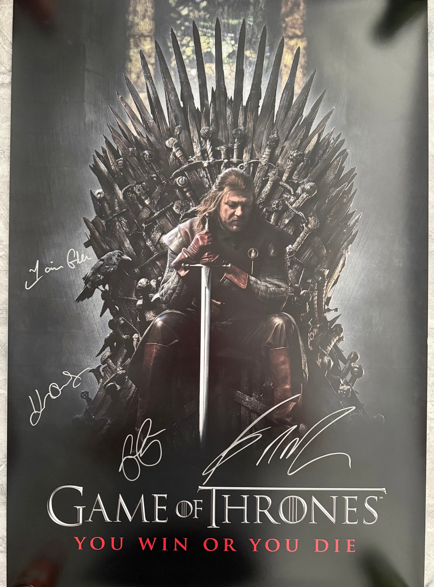 GRRM, Emilia Clarke & Iain Glen Multi Signed Game Of Thrones Maxi Poster