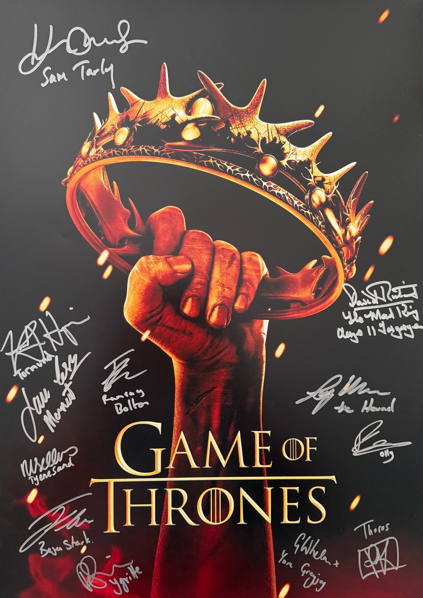 12 Cast Signed Game Of Thrones A2 Poster Project Starter Piece