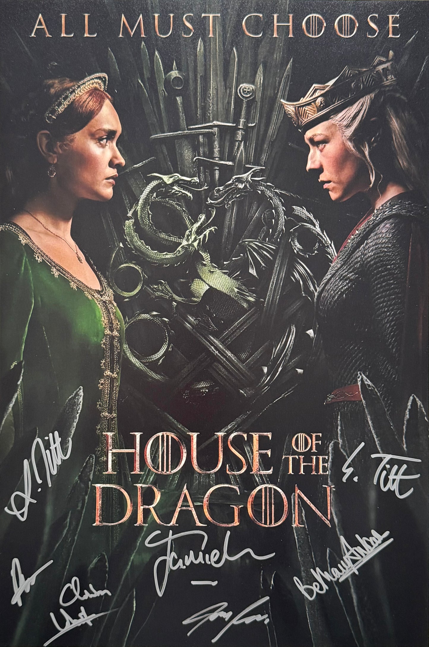 Multi 7 Cast Signed House Of The Dragon 12x18” Project Starter Poster