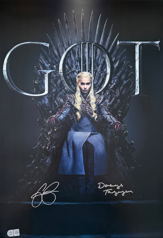 Emilia Clarke Signed Game Of Thrones A2 Poster - SWAU Authenticated